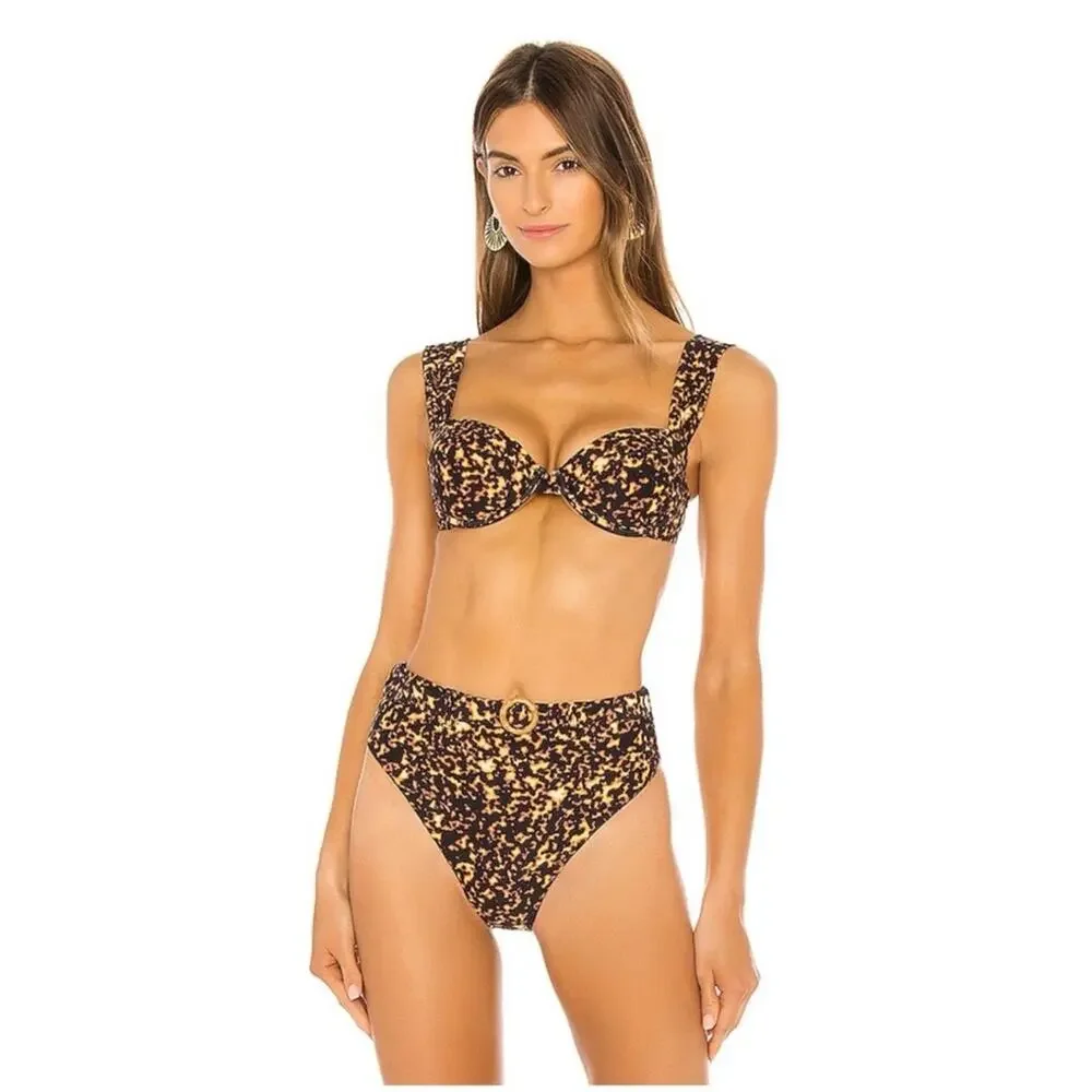 WeWoreWhat Women’s Sz XS Tortoise Shell Bikini Set Emily Claudia High Rise